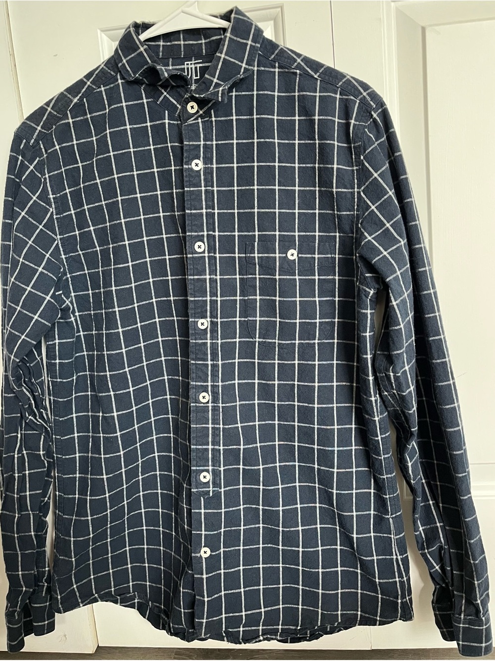 Jackthreads men’s medium navy blue & white flannel
